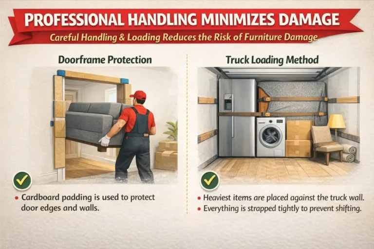 Moving services rates and inclusions guide outlining pricing categories, included features, exclusions, and professional furniture handling during relocation