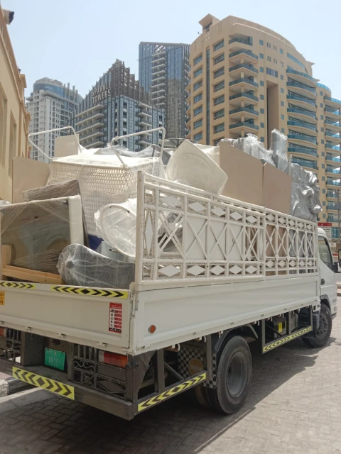 furniture and home items securely loaded onto a moving truck